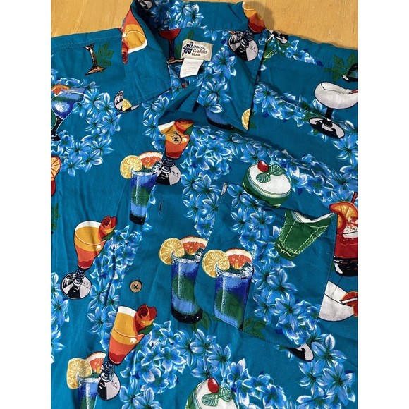 Cherokee Waikiki Wear Shirt Mixed Drinks Martini Hawaiian Mens SZ L 23.5pit2pit - Picture 4 of 7